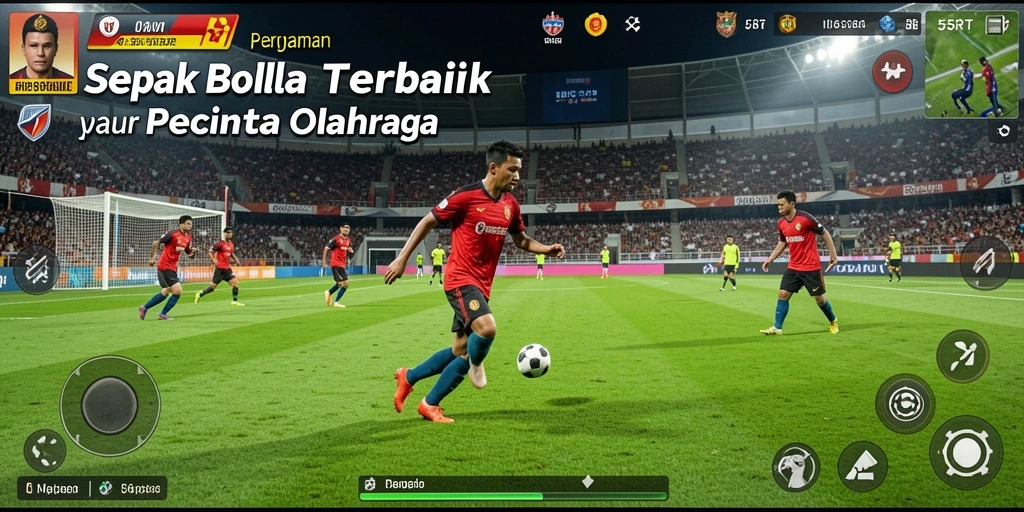 Tampilan gameplay 55RT dengan aksi sepak bola yang mendebarkan.