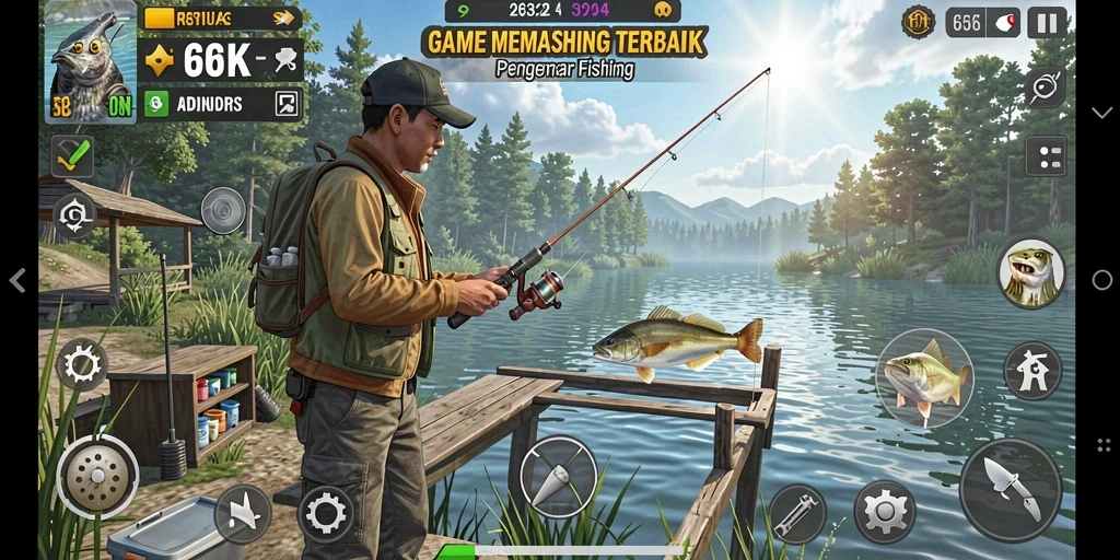 Screenshot 66K menampilkan pemain yang sedang menikmati pengalaman memancing yang seru.