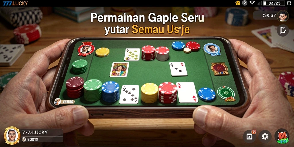 Tampilan gameplay seru saat bermain Gaple di 777LUCKY.