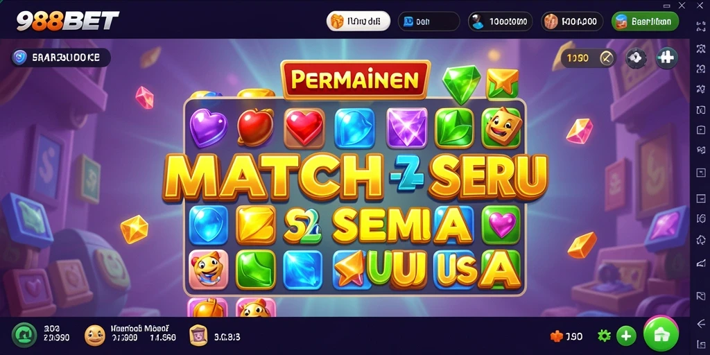 Screenshot gameplay 988BET menampilkan keseruan mencocokkan elemen Match-3.