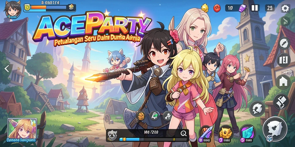 Tampilan gameplay seru di dunia Anime yang penuh warna.