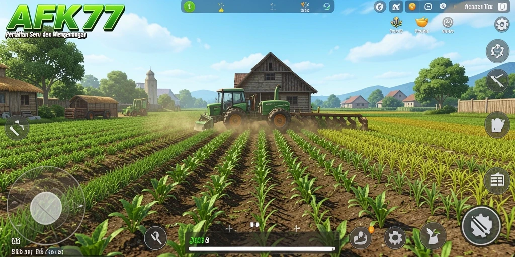 Tampilan ladang yang subur dan berwarna-warni di AFK77.