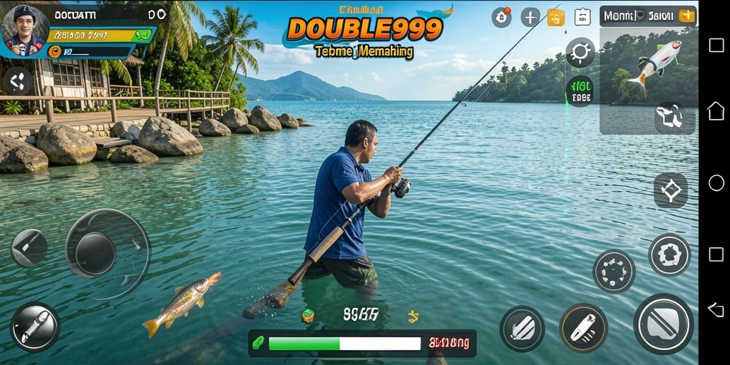 Tampilan gameplay <strong>DOUBLE999</strong> yang menarik saat memancing ikan.
