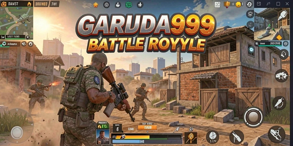 Tangkapan layar GARUDA999 menunjukkan aksi seru dalam pertarungan Battle Royale.