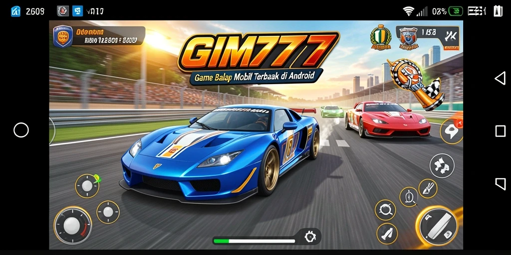 Tampilan menarik dari gameplay balap GIM777 dengan mobil yang melaju kencang.