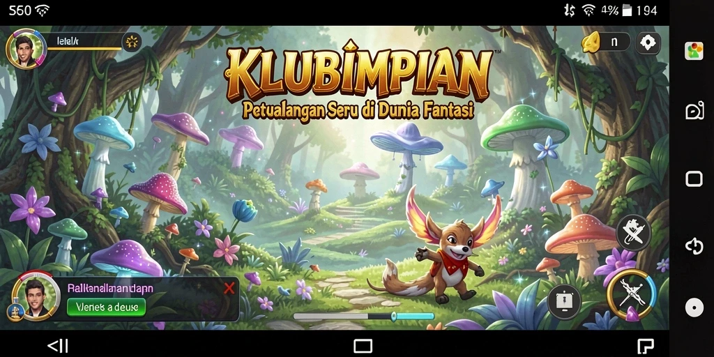 Tampilan gameplay KLUBIMPIAN yang mengesankan dengan suasana petualangan.