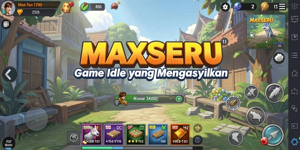 Tampilan gameplay MAXSERU yang menarik dan interaktif untuk pengguna.