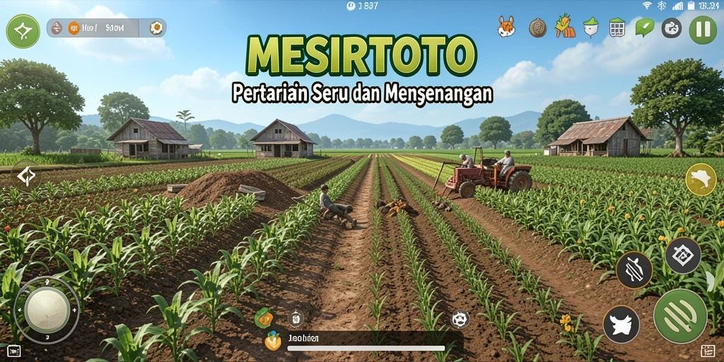 Tampilan gameplay MESIRTOTO yang menggambarkan keseruan bertani.