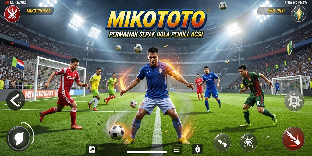 Tampilan gameplay MIKOTOTO yang penuh aksi dan seru di lapangan sepak bola.