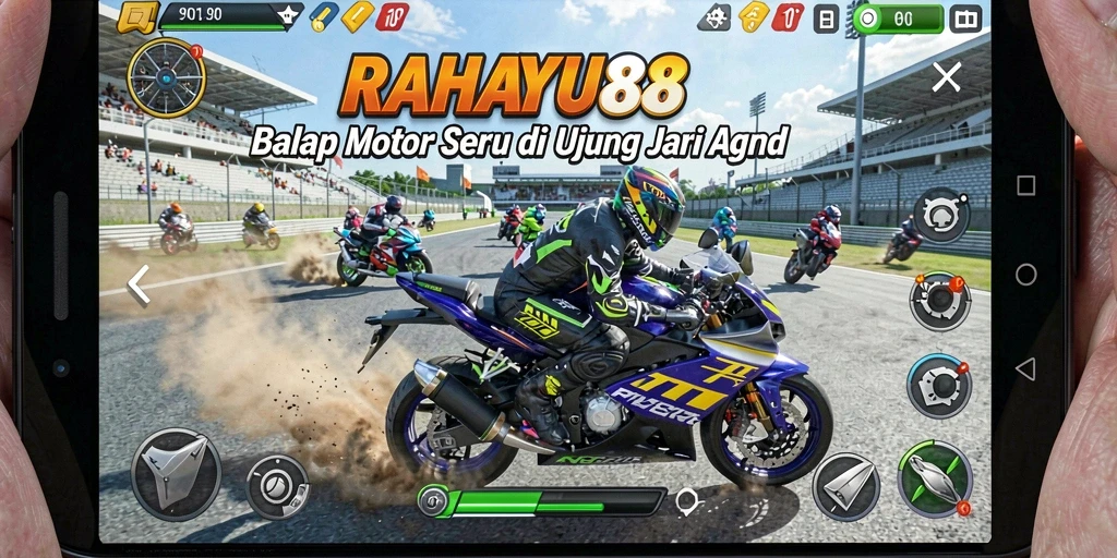 Tampilan gameplay balap motor yang seru dan mendebarkan.