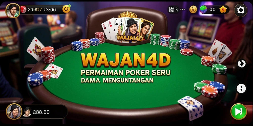 Screenshot gameplay WAJAN4D menampilkan aksi poker yang mendebarkan.